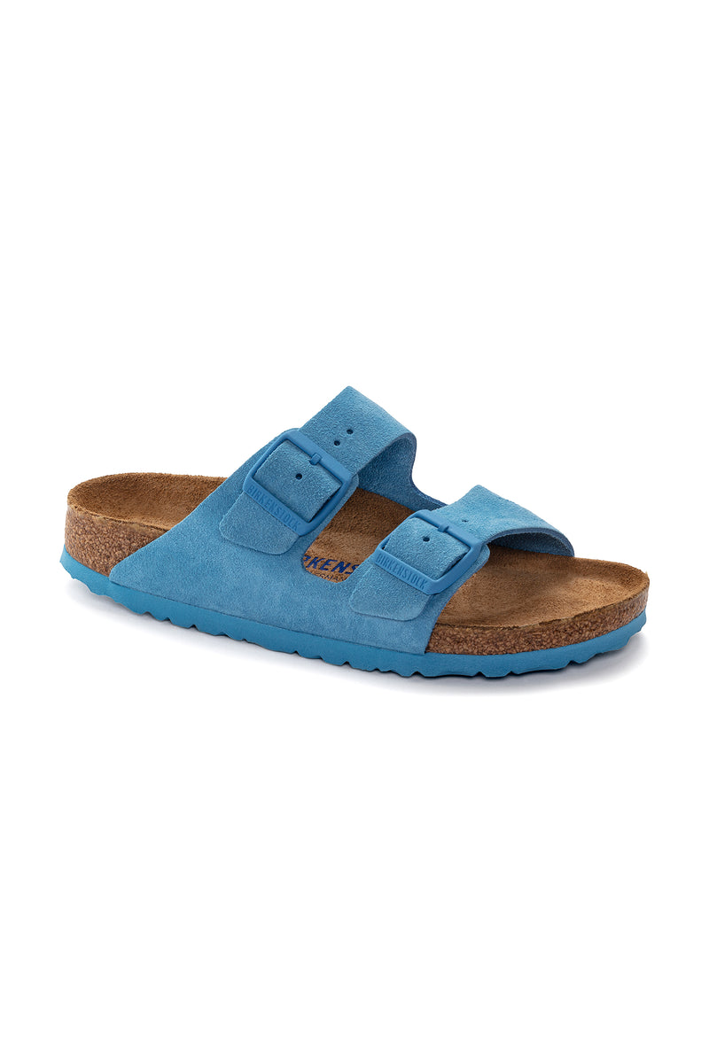 WOMEN'S ARIZONA SOFT FOOTBED BLUE SUEDE SANDAL in SKY BLUE BLUE