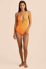 CABANA SOLID PLUNGE ONE-PIECE SWIMSUIT in MEL additional image 5