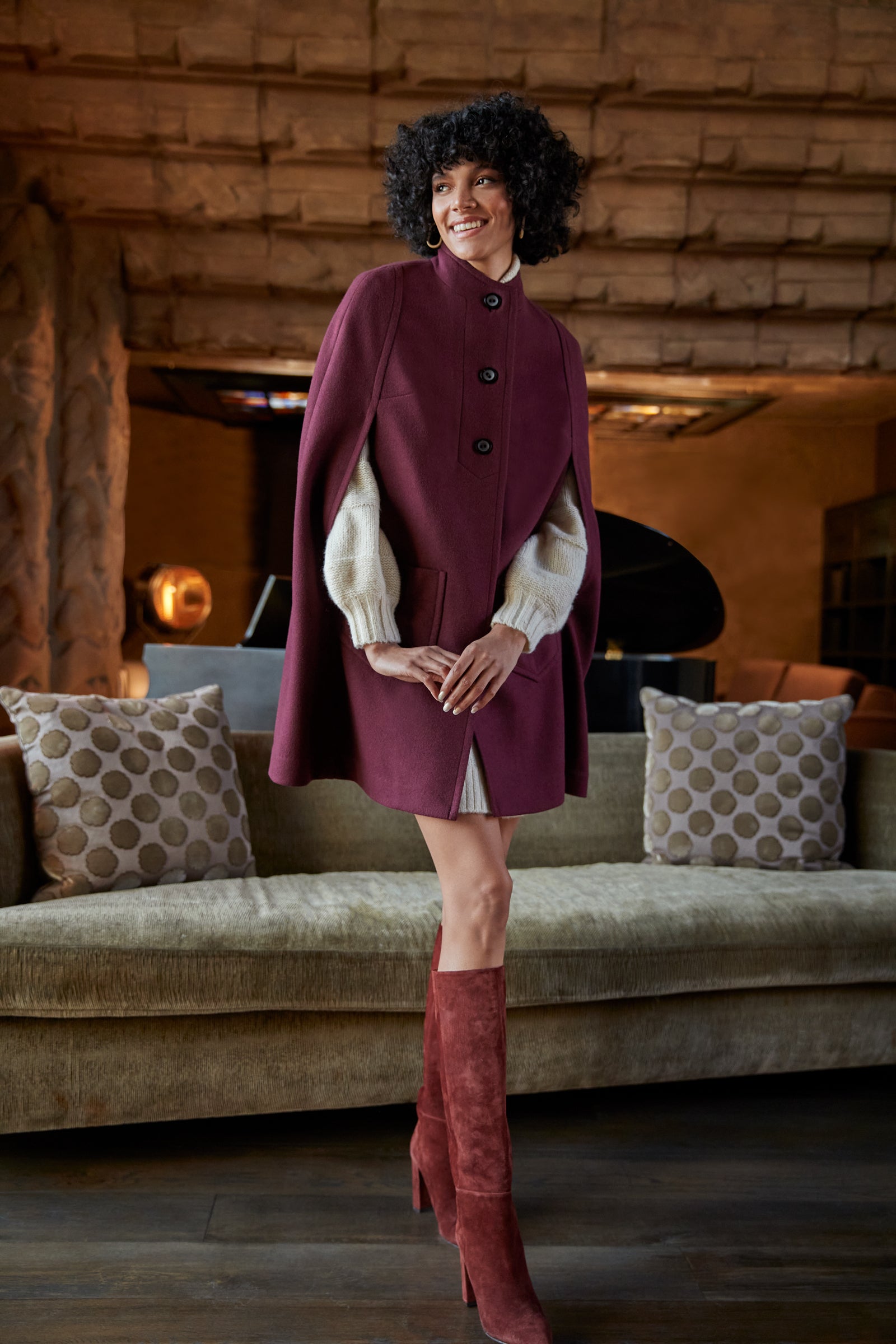 Burgundy 2024 cape coat