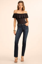 MONACO SOLIDS OFF THE SHOULDER RUFFLE ONE PIECE in BLACK additional image 3