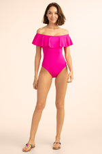 MONACO SOLIDS OFF THE SHOULDER RUFFLE ONE PIECE in PINK additional image 10