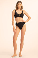 MONACO SOLIDS KEYHOLE HALTER SWIM TOP in BLACK additional image 2