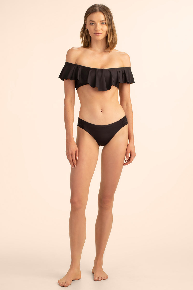 MONACO SOLIDS OFF THE SHOULDER RUFFLE BANDEAU SWIM TOP Trina Turk