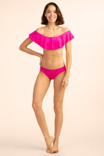 MONACO SOLIDS OFF THE SHOULDER RUFFLE BANDEAU TOP in PINK additional image 3