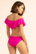 MONACO SOLIDS OFF THE SHOULDER RUFFLE BANDEAU TOP in PINK additional image 1