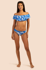 BASQUE OFF THE SHOULDER RUFFLE BANDEAU TOP in SAPPHIRE BLUE additional image 3
