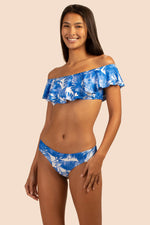 BASQUE OFF THE SHOULDER RUFFLE BANDEAU TOP in SAPPHIRE BLUE additional image 2