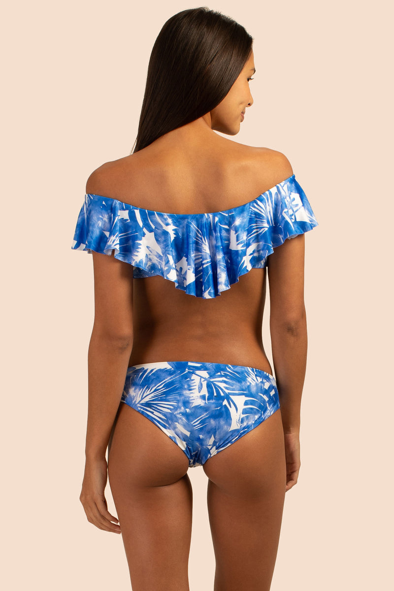 BASQUE OFF THE SHOULDER RUFFLE BANDEAU TOP in SAPPHIRE BLUE additional image 1