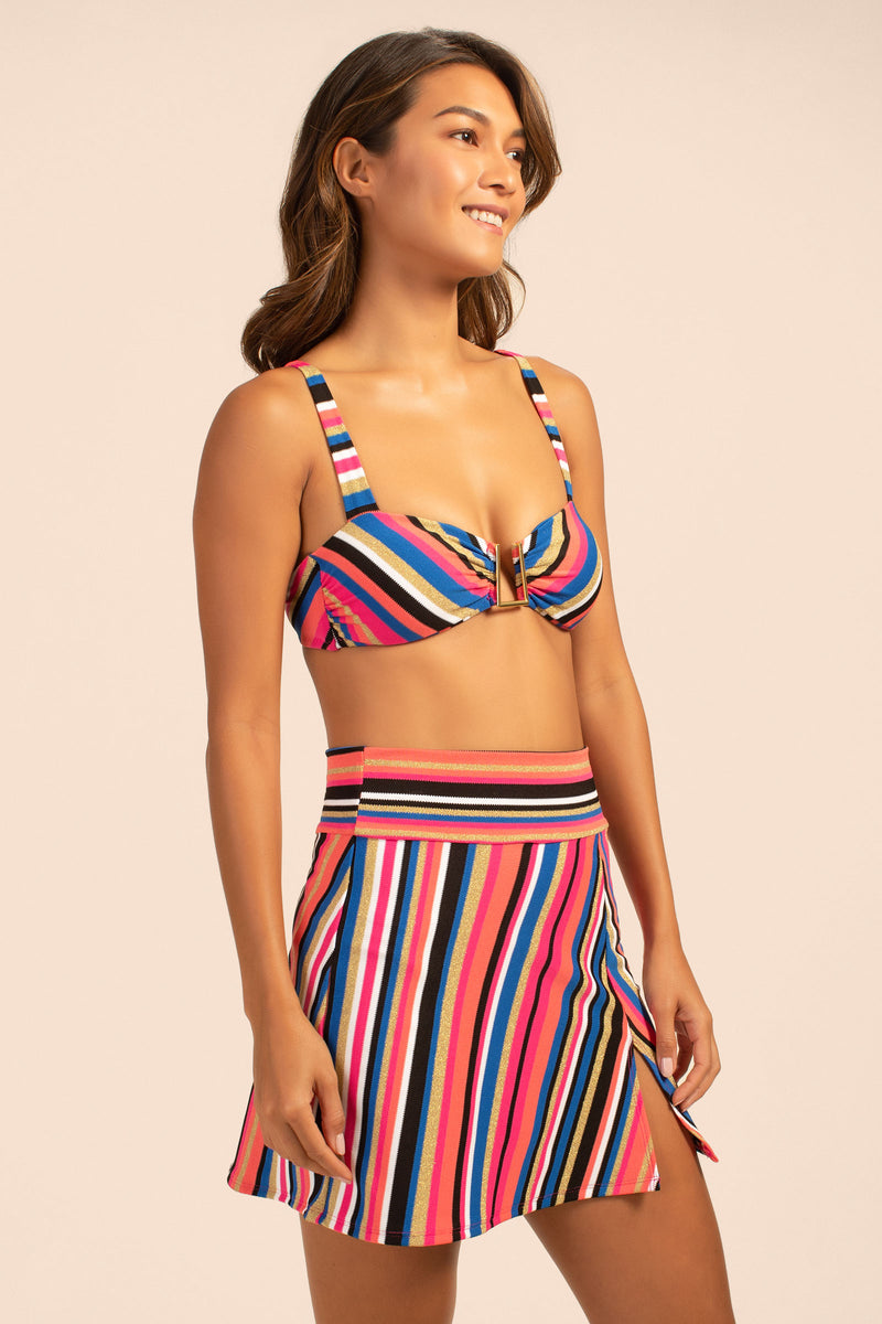 LUX PIQUE STRIPE BANDEAU TOP in MULTI additional image 4