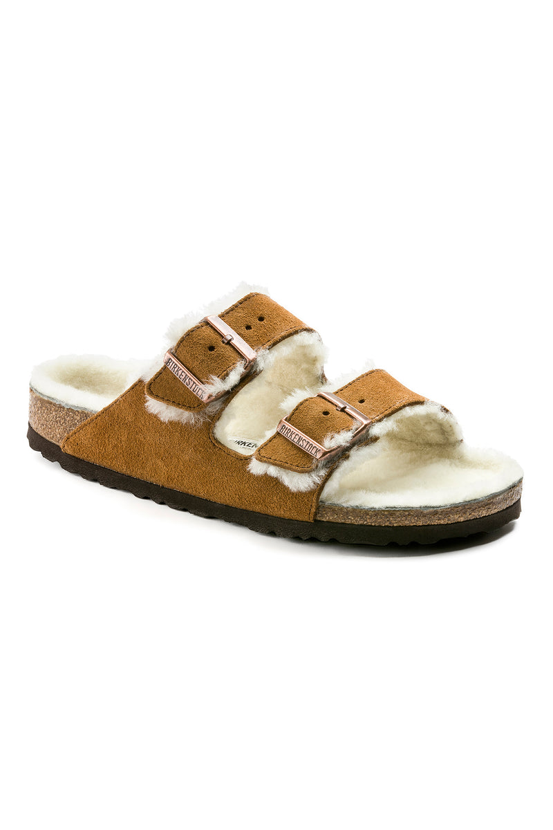 Ladies Birkenstock Arizona Fur Shearling Grey Winter Sandals