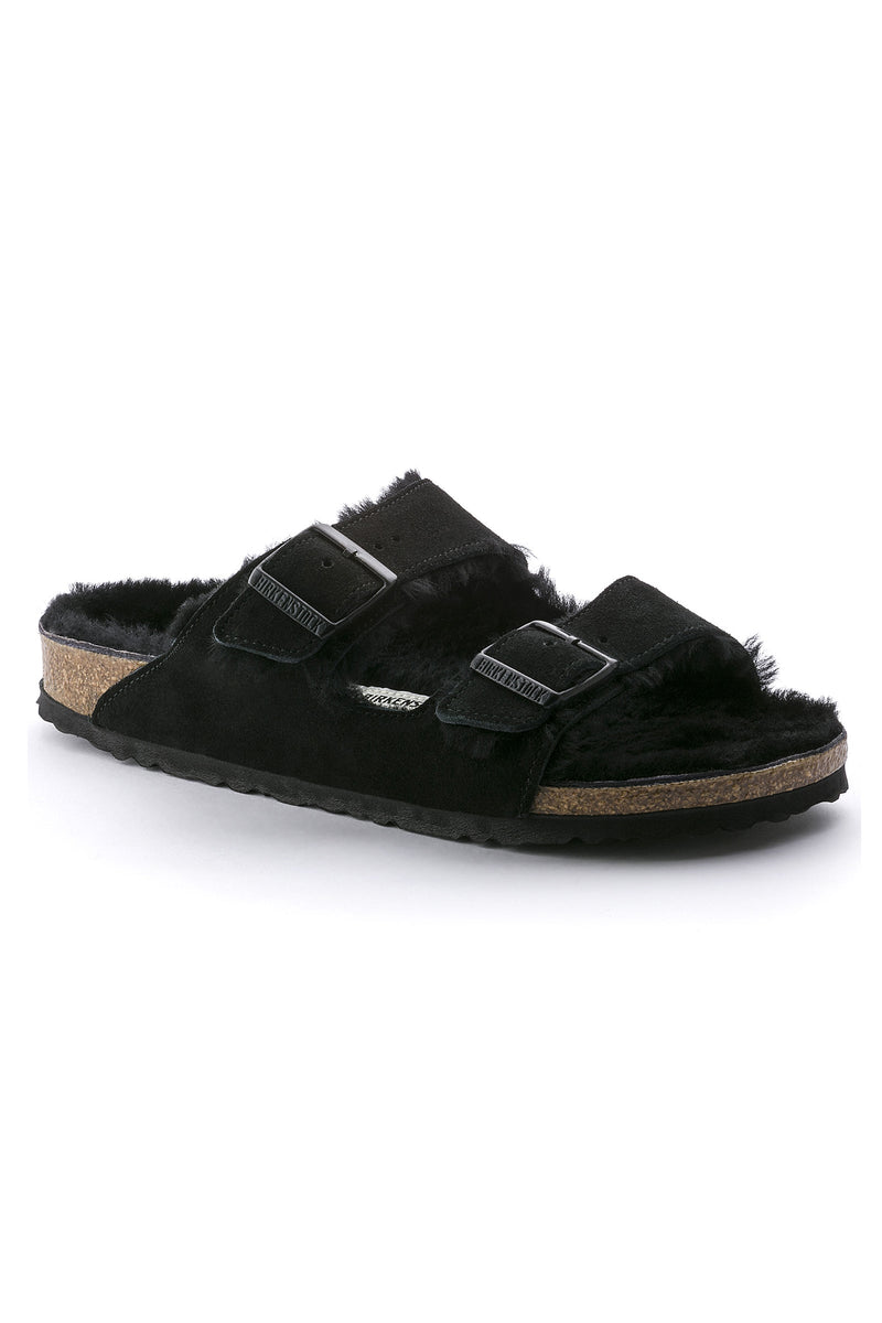 birkenstock arizona shearling black