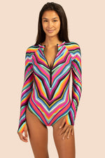 LOUVRE SWIM LONG-SLEEVE PADDLE SUIT in MULTI