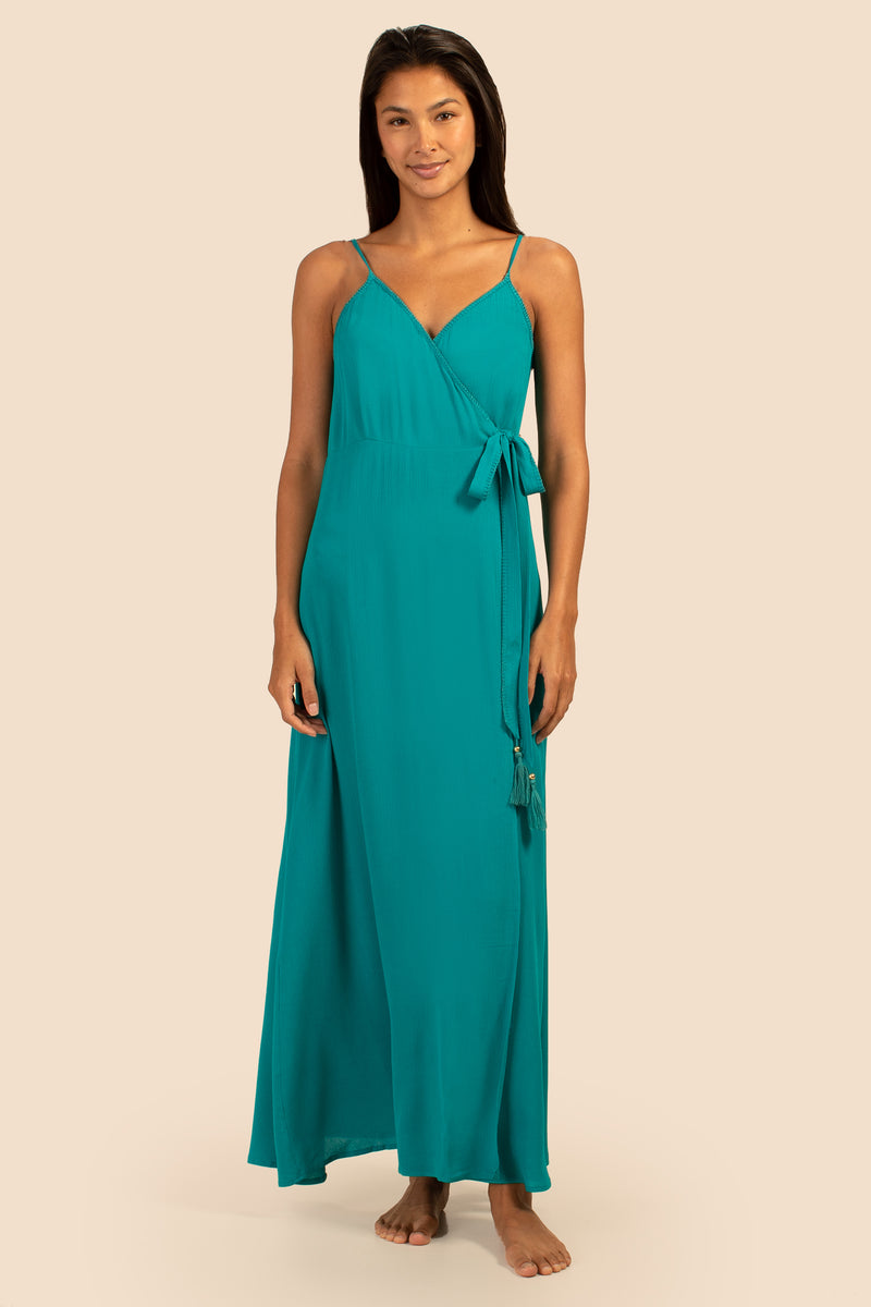 BRITTANY MAXI WRAP DRESS in METRO ROSE