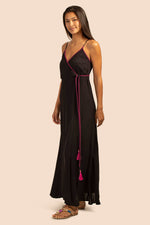 BRITTANY MAXI WRAP DRESS in BLACK additional image 5