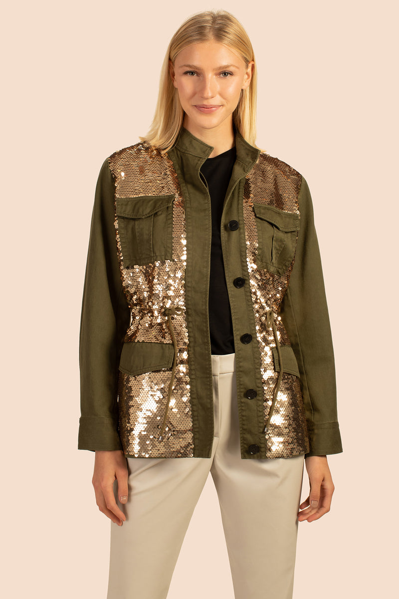 METROPOLE JACKET in OLIVE/GOLD additional image 4