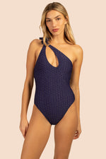 ADELINE ASYMMETRICAL ONE-PIECE MAILLOT SWIMSUIT in NAVY