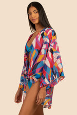 RIO TIE FRONT SHIRT DRESS in MULTI additional image 3