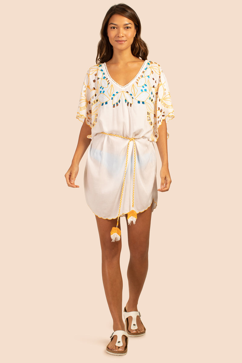 LAHAINA EMBROIDERED DRESS in WHITE additional image 3