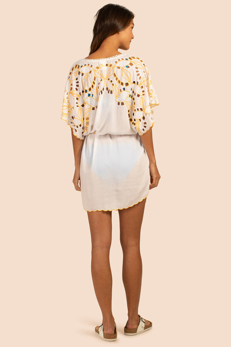 LAHAINA EMBROIDERED DRESS in WHITE additional image 4