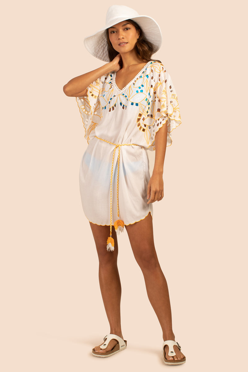 LAHAINA EMBROIDERED DRESS in WHITE additional image 6