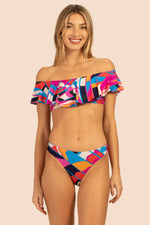 RIO OFF THE SHOULDER RUFFLE BRA in MULTI