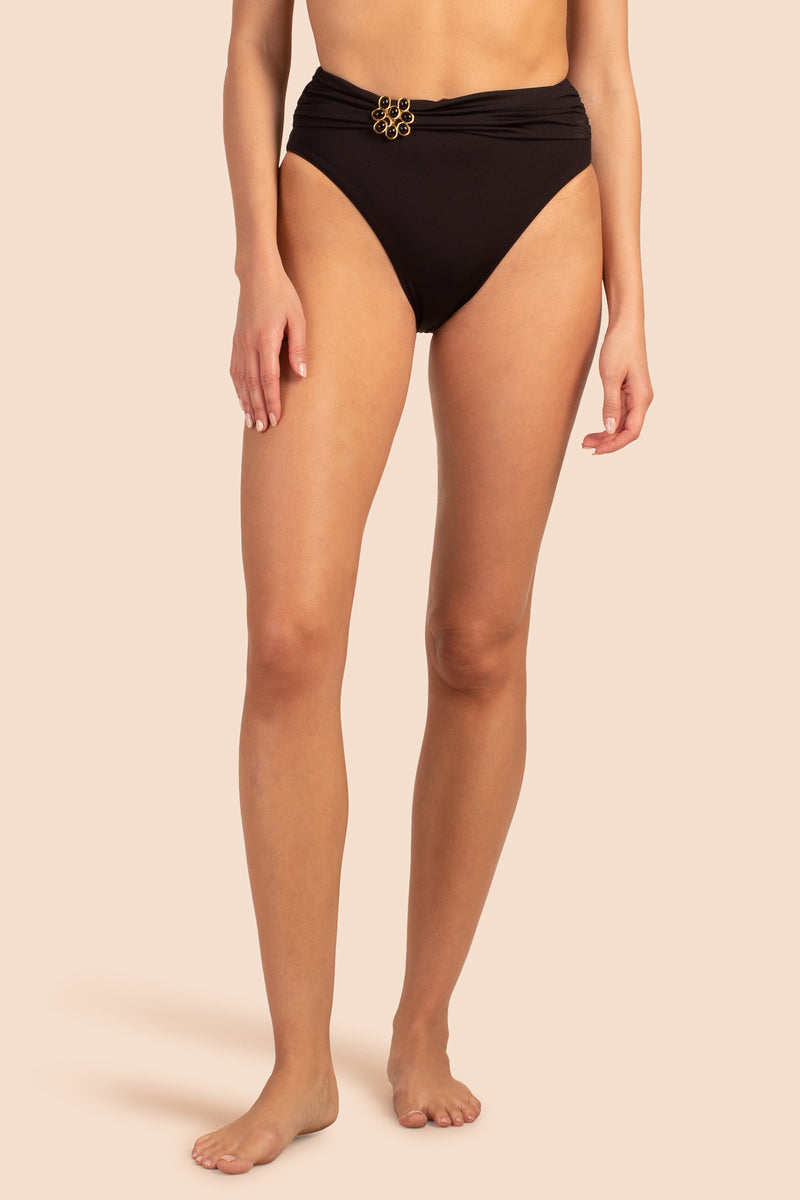 MONACO SOLIDS HIGH WAIST SWIM BOTTOM in BLACK