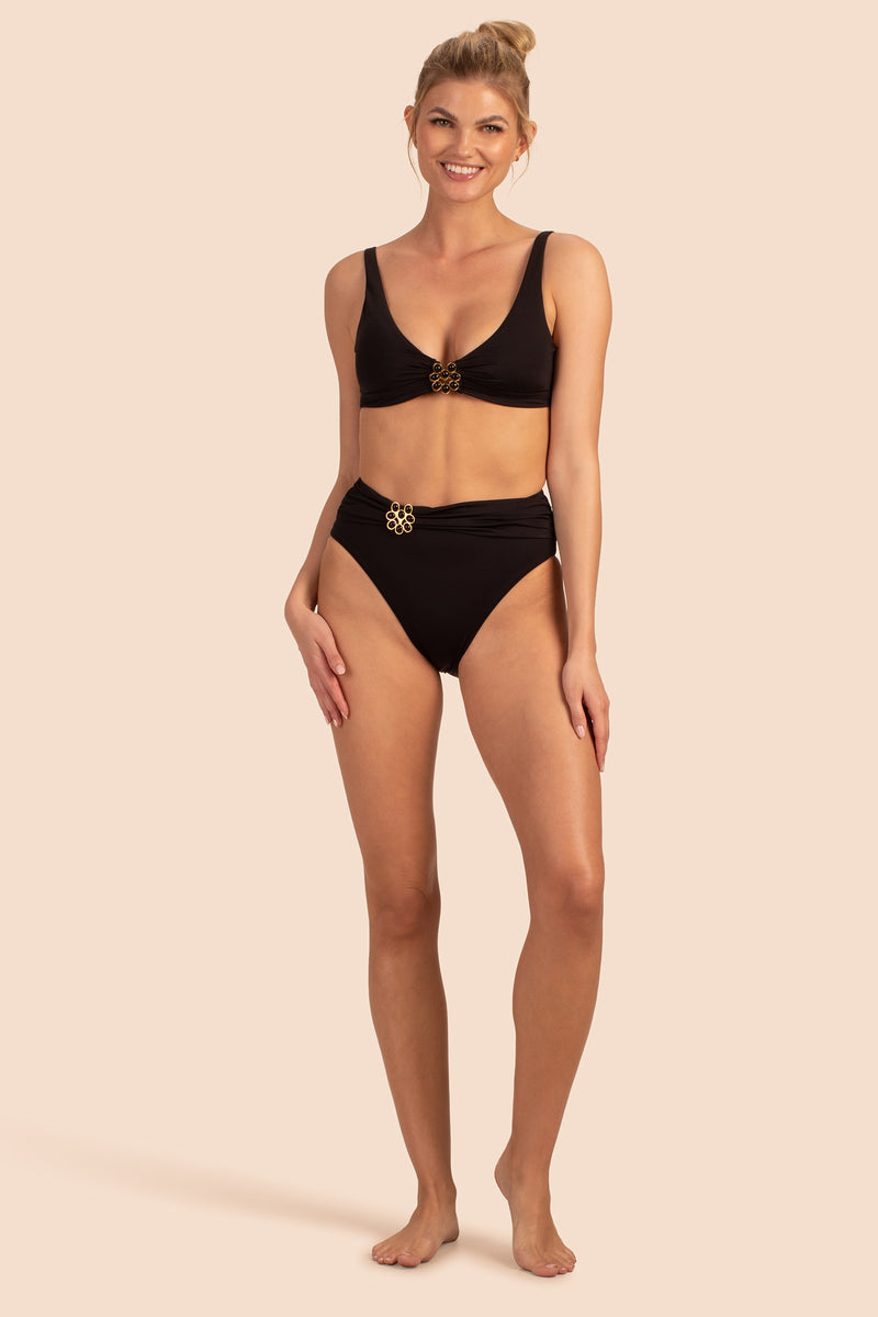 MONACO SOLIDS HIGH WAIST SWIM BOTTOM in BLACK additional image 3