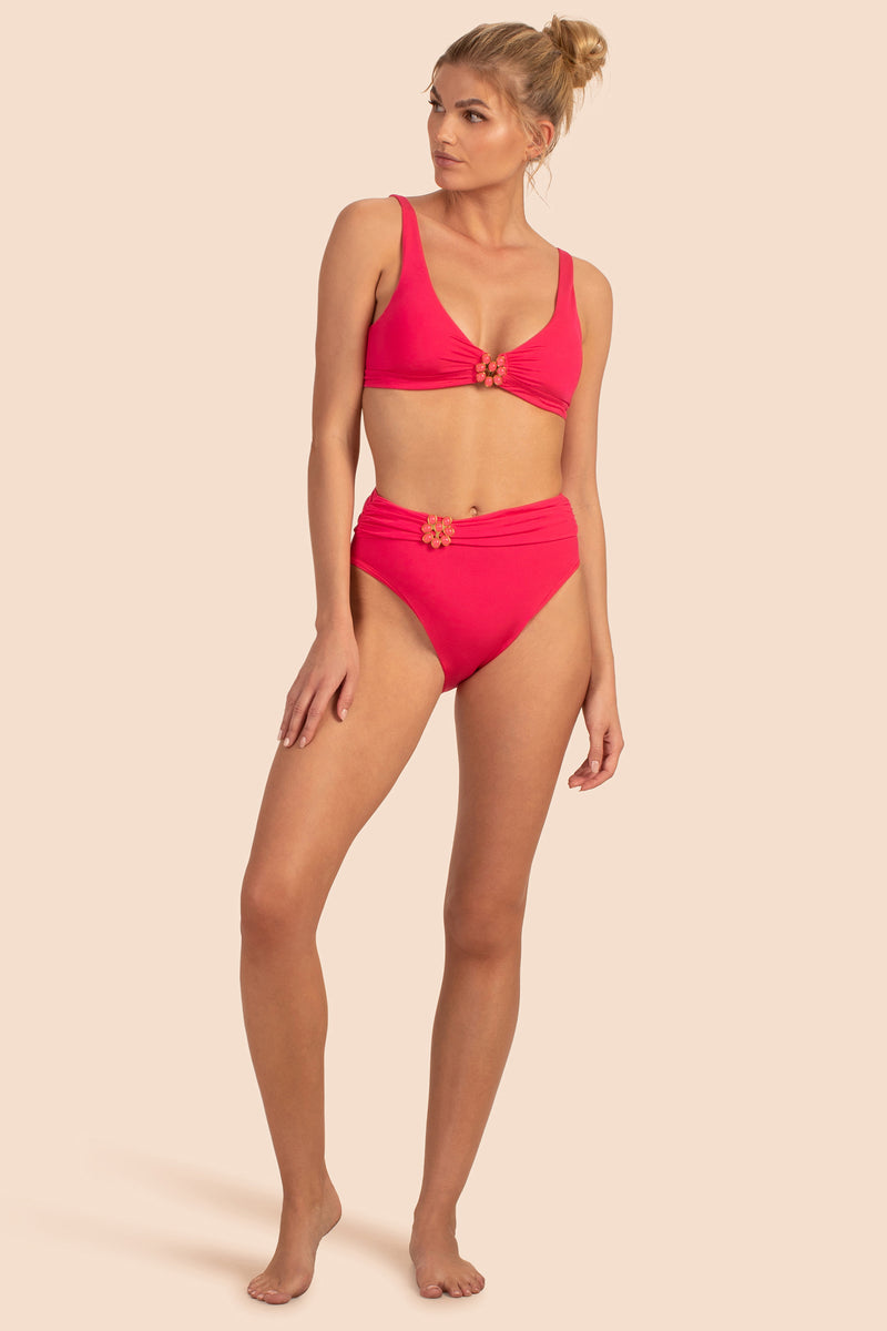 MONACO SOLIDS HALTER BRA SWIM TOP in GERANIUM ORANGE additional image 2