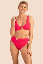 MONACO SOLIDS HALTER BRA in GERANIUM ORANGE additional image 3