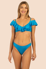 MONACO SOLIDS RUFFLE UNDERWIRE SWIM TOP in ADRIATIC BLUE