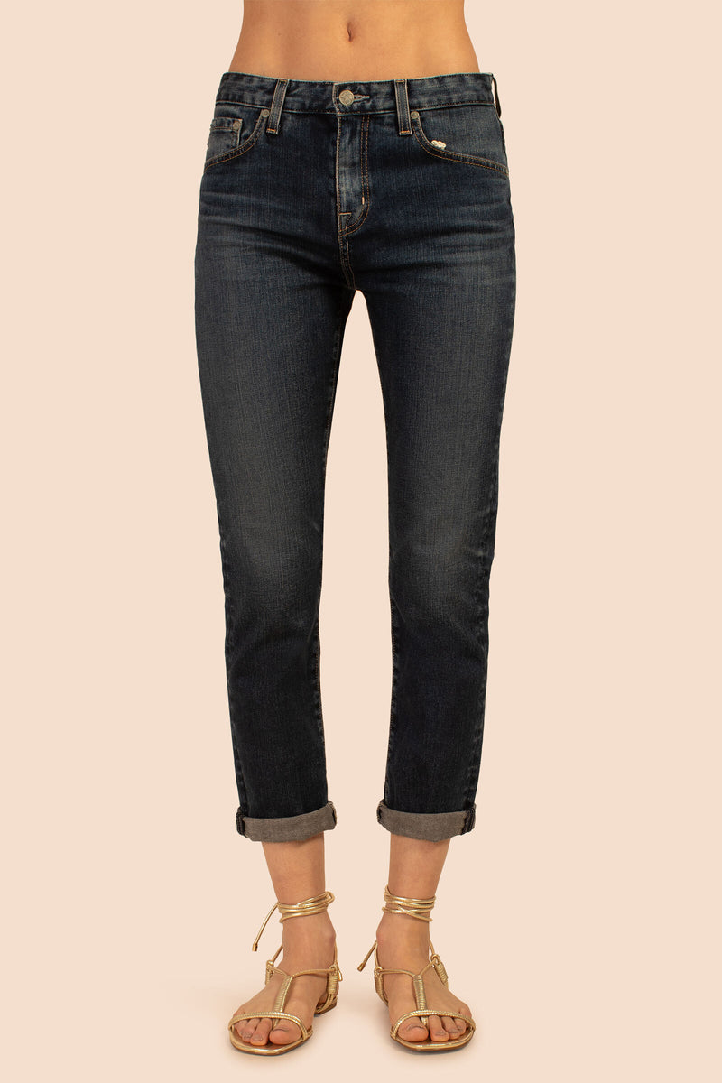 AG DARK WASH SLOUCHY SLIM EX-BOYFRIEND JEAN in INDIGO