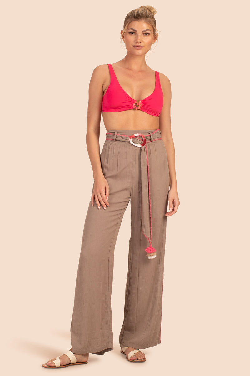 BRITTANY SIDE SLIT PANT in SAND STONE NEUTRAL additional image 3