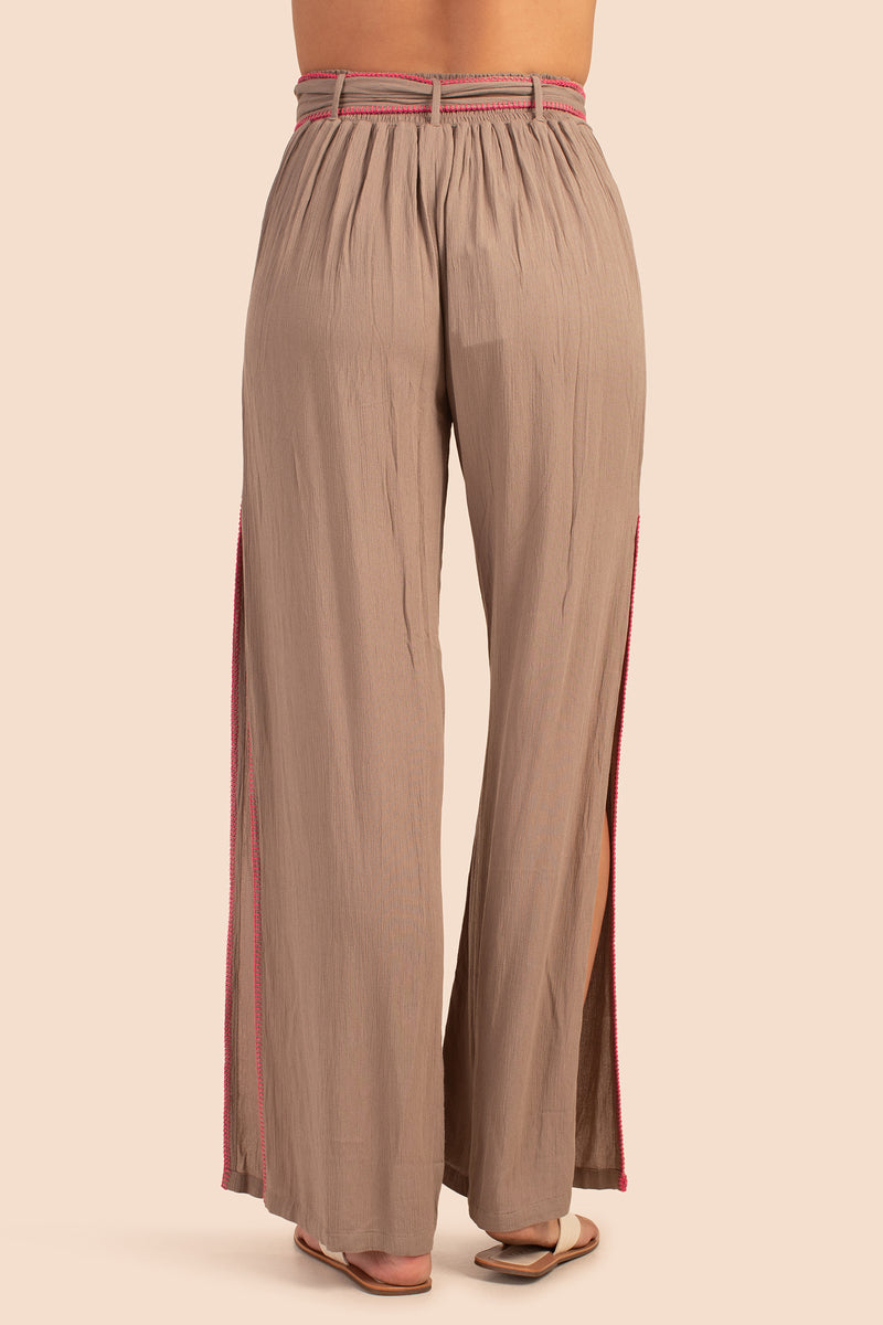 BRITTANY SIDE SLIT PANT in SAND STONE NEUTRAL additional image 1