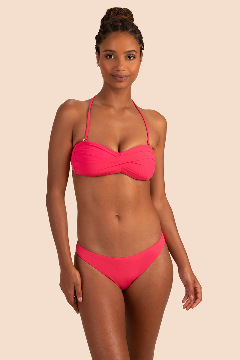 MONACO SOLIDS TWIST BANDEAU TOP in GERANIUM ORANGE additional image 3