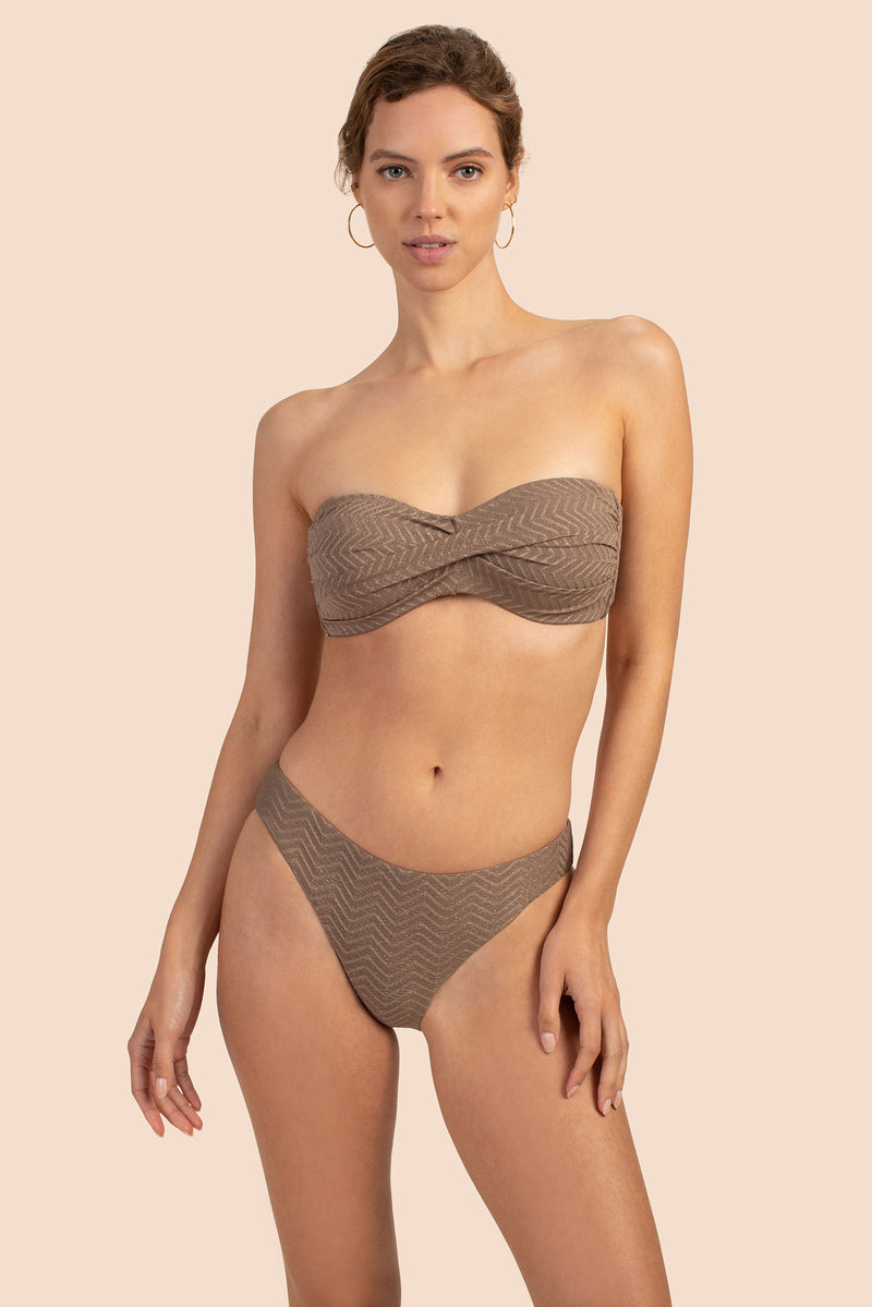 EMPIRE TWIST BANDEAU TOP in SAND STONE NEUTRAL
