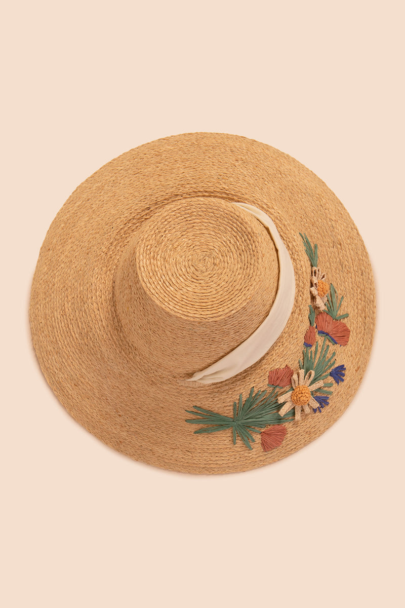 EMBROIDERED STRAW HAT in NATURAL additional image 1