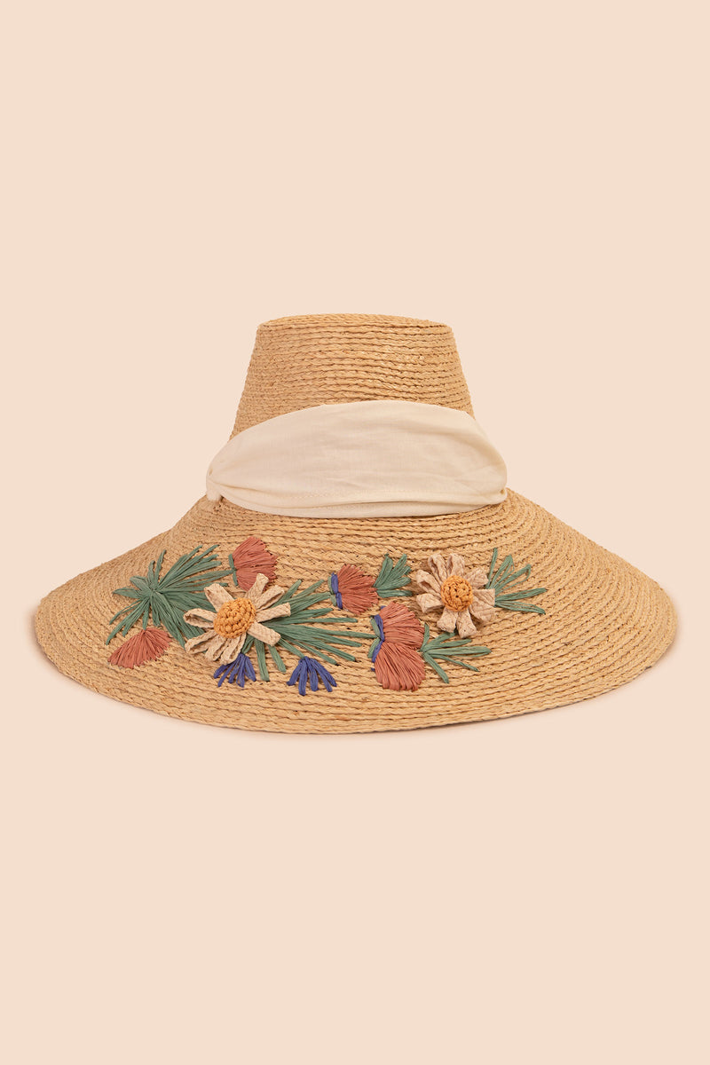 EMBROIDERED STRAW HAT in NATURAL additional image 3