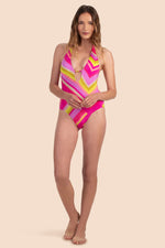 WALTZ PLUNGE V-NECK HALTER ONE-PIECE SWIMSUIT in MULTI additional image 2
