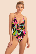 BIRDS OF PARADISE CUT-OUT ONE-PIECE MAILLOT SWIMSUIT in MULTI