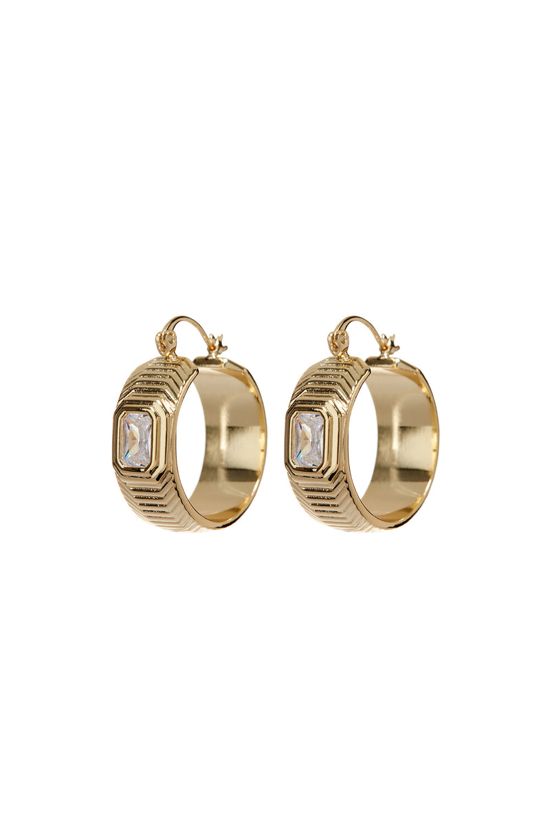 LUV AJ RIDGED PYRAMID HOOPS in GOLD