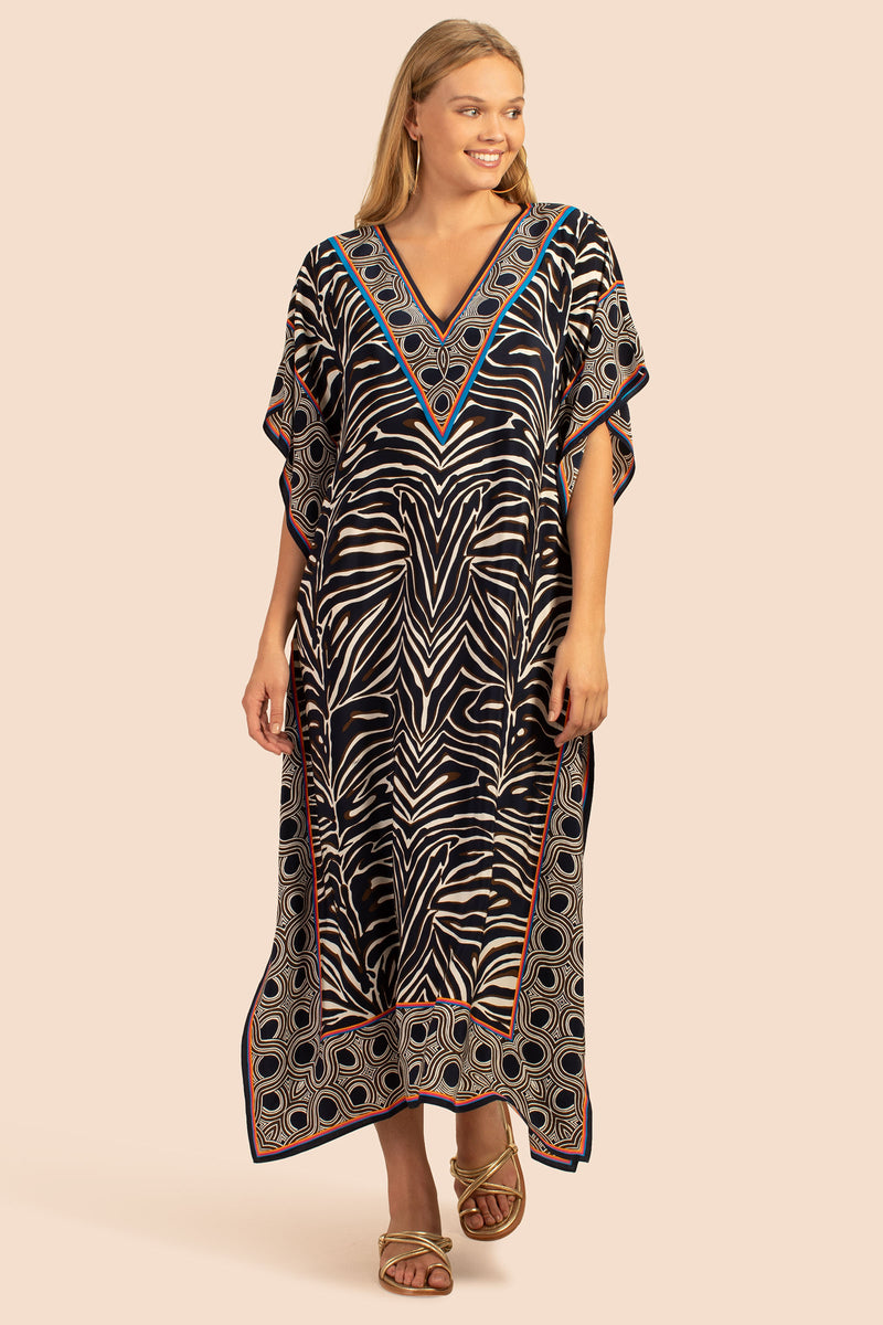 CHIAROSCURO THEODORA MAXI CAFTAN DRESS in INK MULTI additional image 3