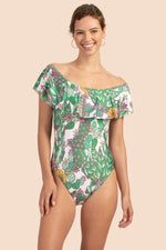 CACTI OFF THE SHOULDER RUFFLE ONE PIECE in MULTI