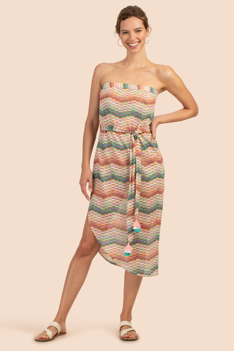 MIRAGE CROCHET BANDEAU MIDI DRESS in MULTI