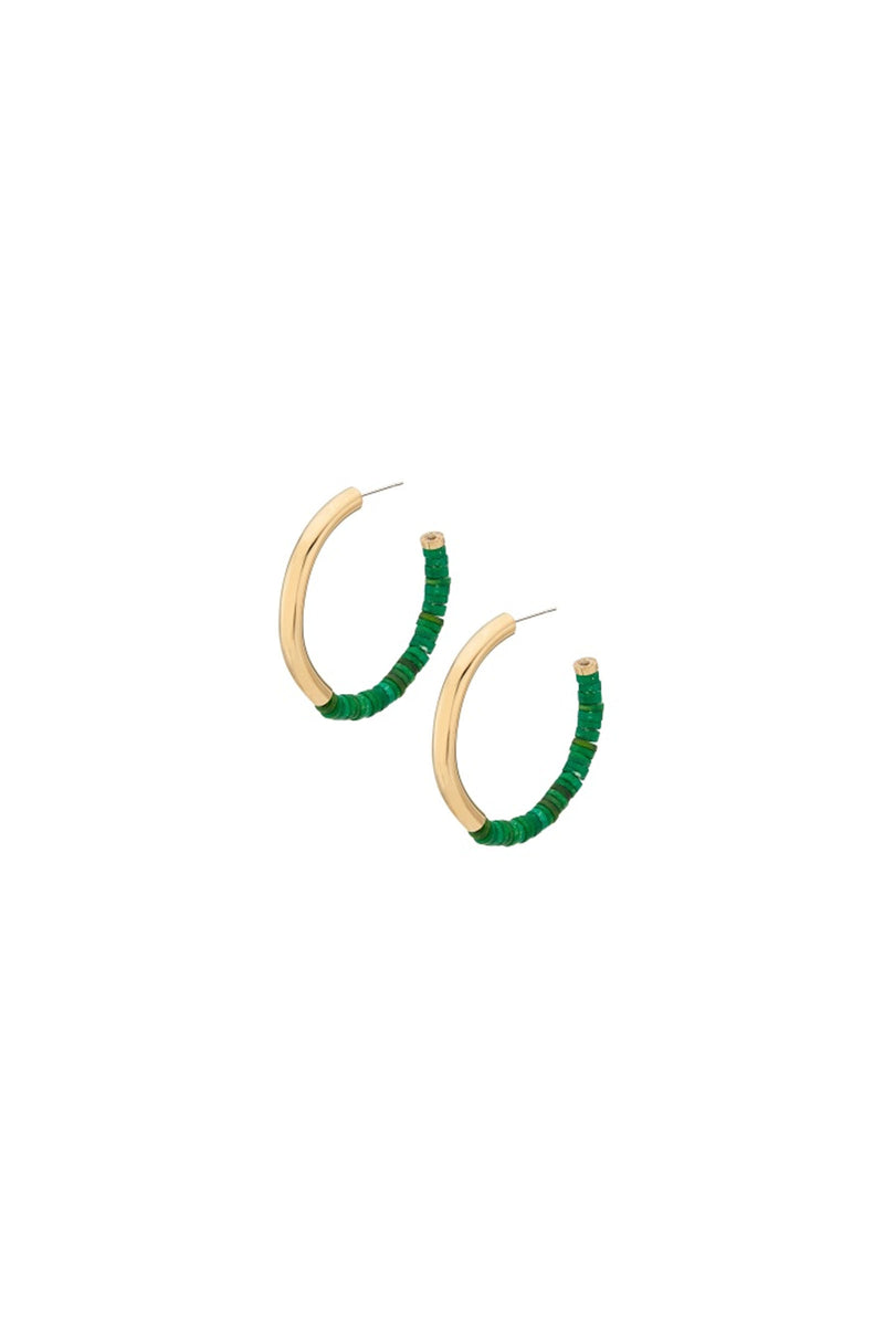 SOKO KARAMU HOOP EARRINGS in GREEN