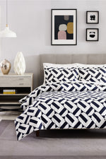 GEO KING DUVET 3-PIECE SET in NAVY