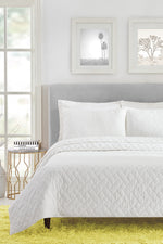 DREAM WEAVER KING COVERLET 3-PIECE SET in WHITE