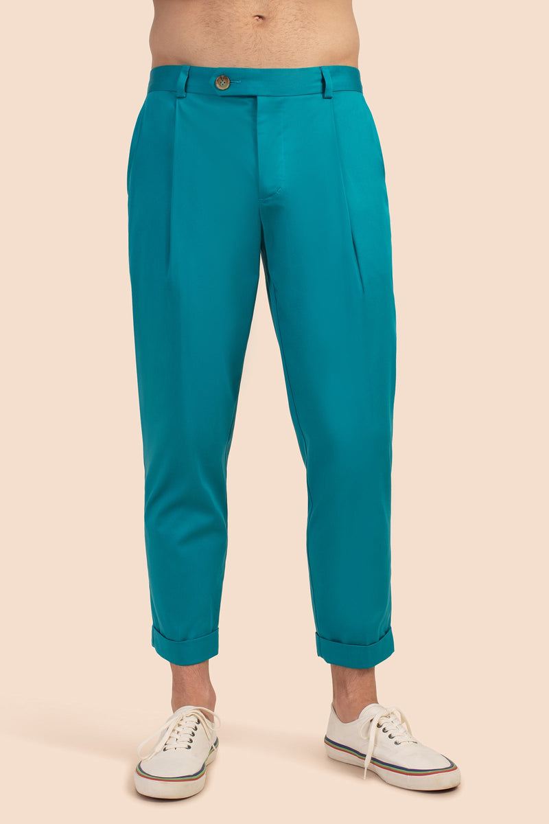 BAILEY PLEATED TROUSER in MOSAIC BLUE