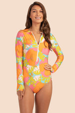 PLAYA DE FLOR HALF ZIP LONG SLEEVE PADDLE SUIT in MULTI