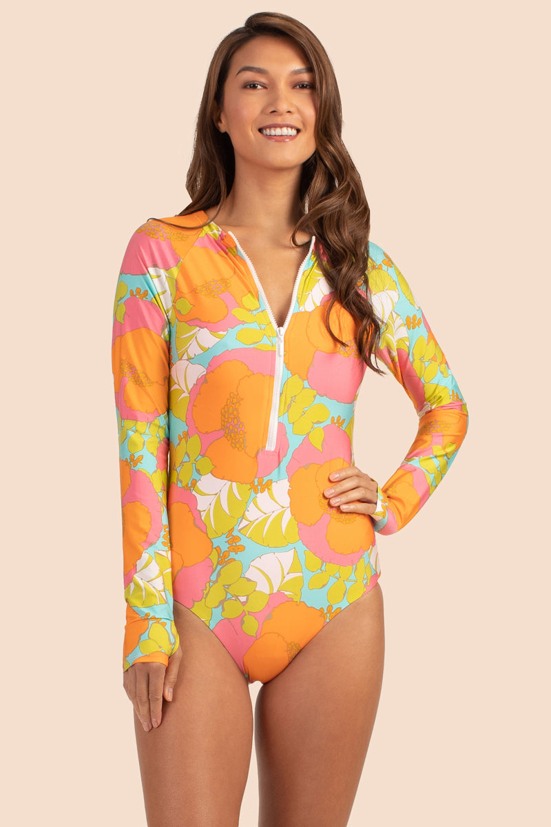 PLAYA DE FLOR HALF ZIP LONG SLEEVE PADDLE SUIT in MULTI