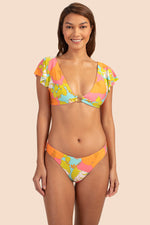PLAYA DE FLOR FLUTTER HALTER TOP in MULTI